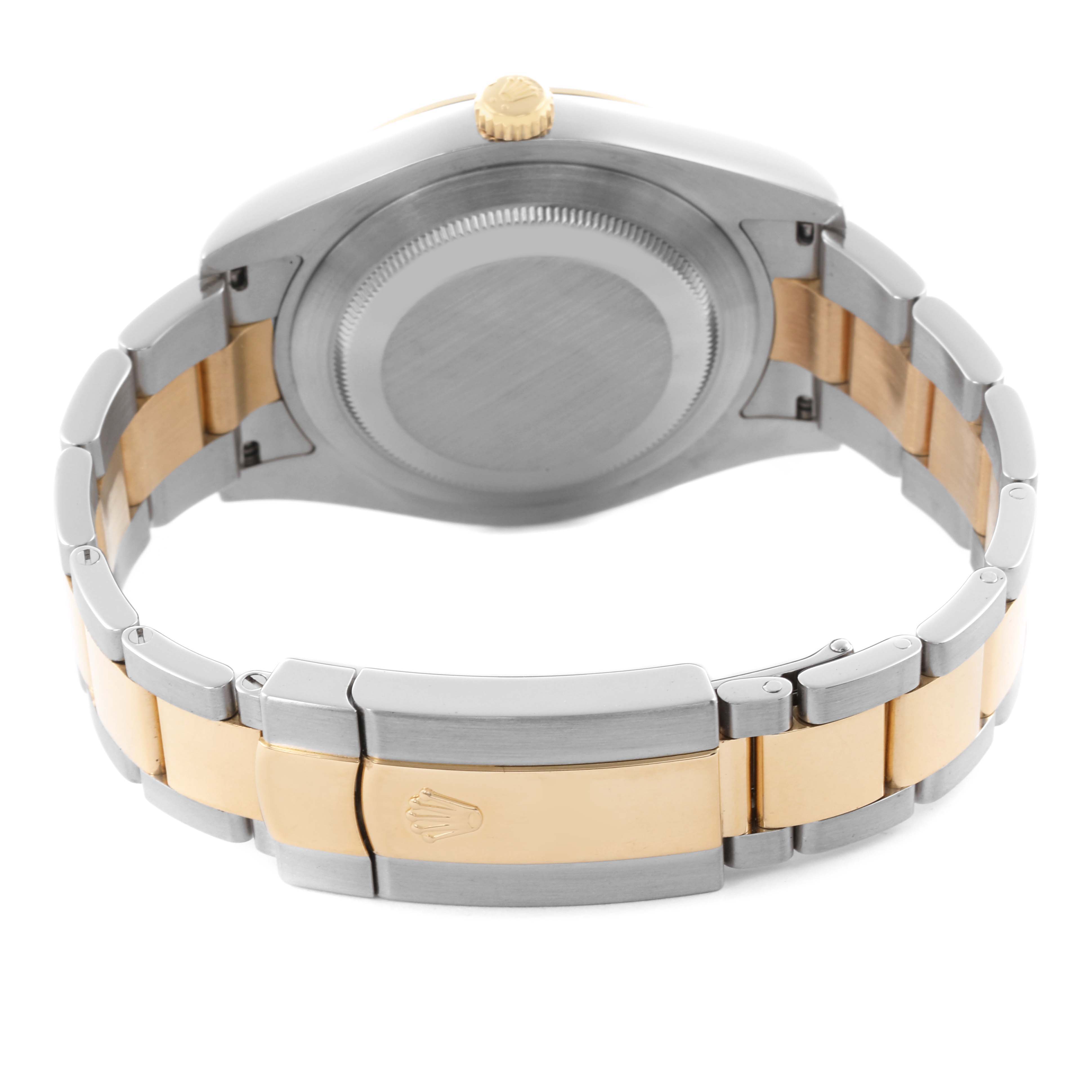 The image shows the back and side view of a Rolex Datejust 41 116333 Men's Steel and Gold (two tone) Black Dial 116333 Men's Steel and Gold (two tone) Black Dial, highlighting the bracelet and clasp.