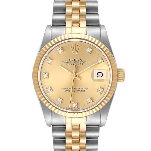 Photo of Rolex Datejust Midsize 31mm Steel Yellow Gold Diamond Dial Ladies Watch 68273