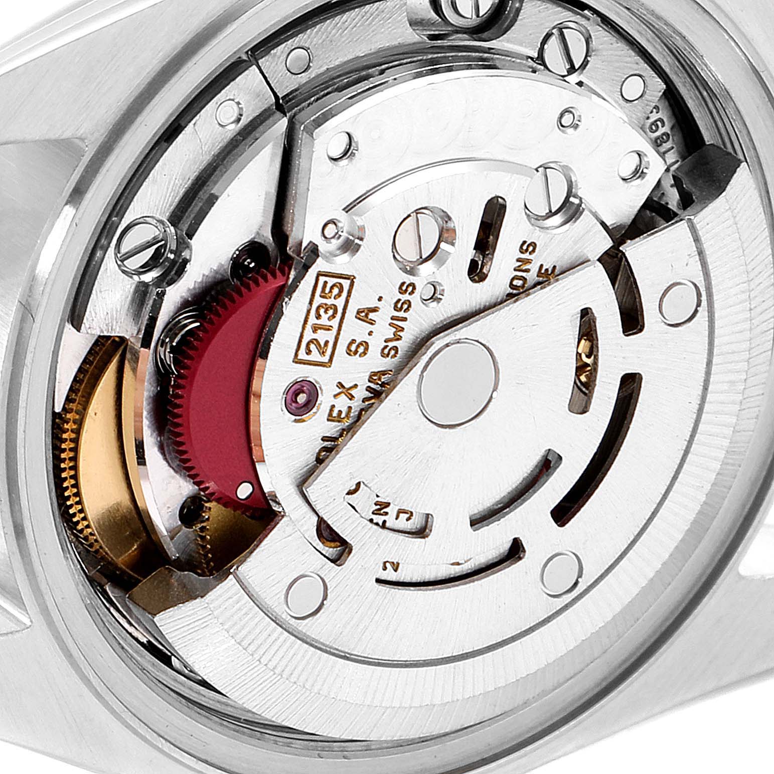 This image shows the inner mechanical movement of the Rolex Datejust 69174 Women's Stainless Steel Mother of Pearl Dial 69174 Women's Stainless Steel Mother of Pearl Dial watch, showcasing its intricate components from a close-up angle.