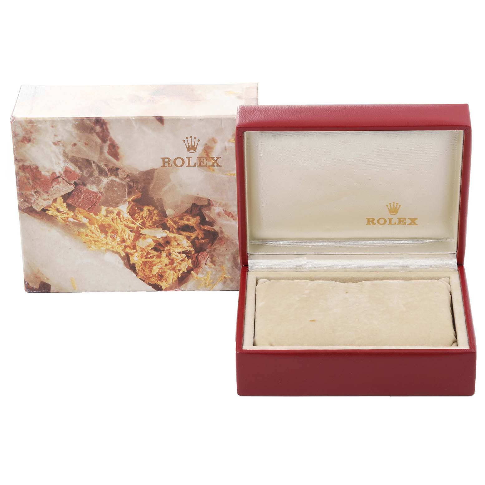 The image shows a Rolex Datejust 69174 Women's Stainless Steel Silver Dial 69174 Women's Stainless Steel Silver Dial watch box and cushion, with the box partially opened and the Rolex logo visible.