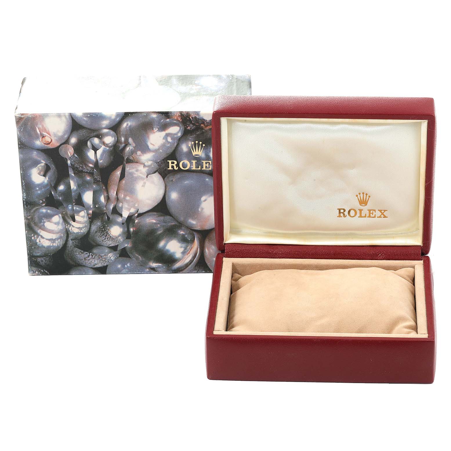 The image shows the watch box and exterior packaging for a Rolex Datejust 69173 Women's Steel and Gold (two tone) Mother of Pearl Dial 69173 Women's Steel and Gold (two tone) Mother of Pearl Dial model.