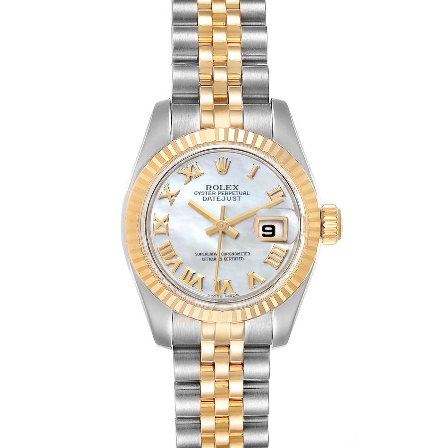 Rolex Datejust Steel Yellow Gold Mother of Pearl Ladies Watch 179173 Box Papers SwissWatchExpo