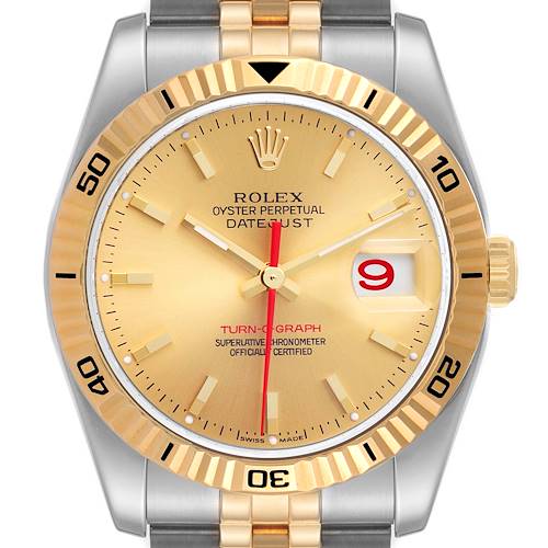 Photo of Rolex Datejust Turnograph Steel Yellow Gold Mens Watch 116263 Box Papers