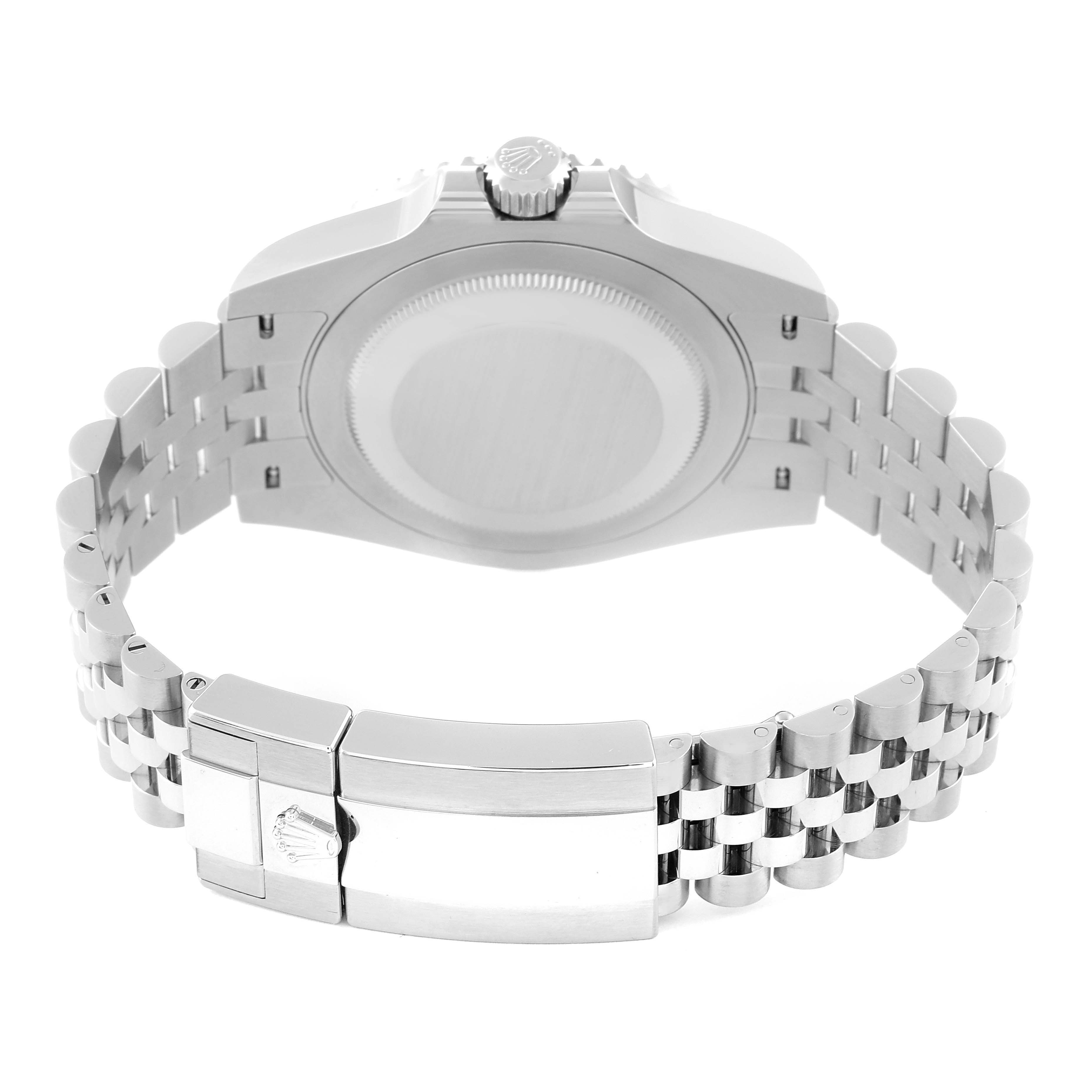 The image shows the back and clasp of a Rolex GMT-Master 126710 Men's Stainless Steel Black Dial 126710 Men's Stainless Steel Black Dial watch from a rear angle.