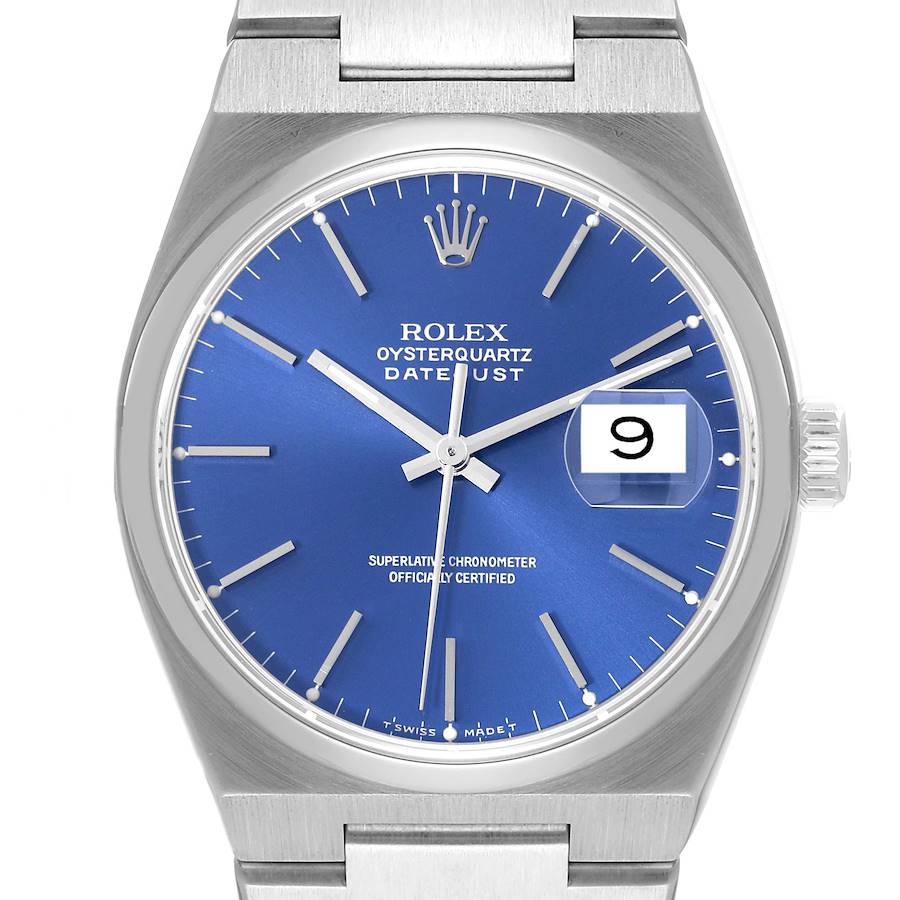 Rolex Oysterquartz Datejust Blue Dial Steel Mens Watch 17000 SwissWatchExpo