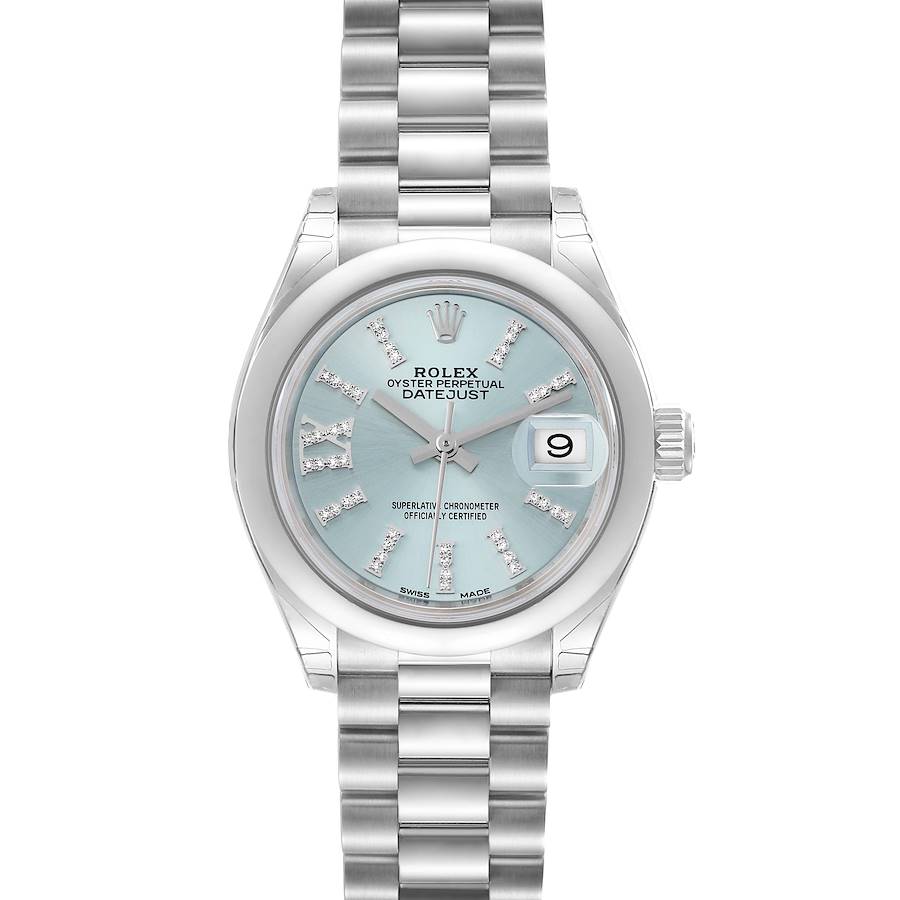 Rolex President Blue Diamond Dial Platinum Ladies Watch 279166 Unworn SwissWatchExpo