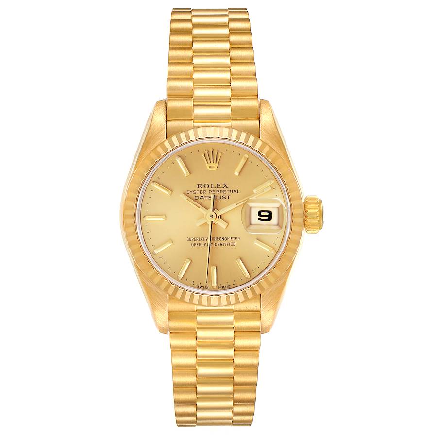 Rolex President Datejust Yellow Gold Champagne Dial Ladies Watch