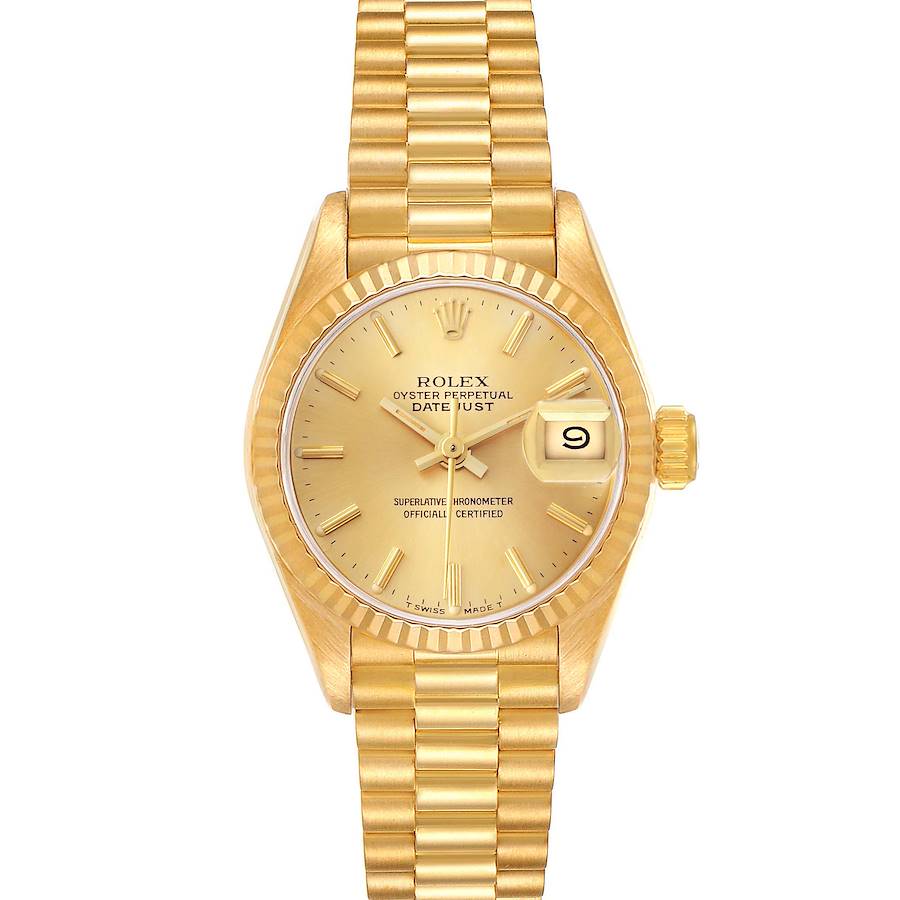 Rolex President Datejust Yellow Gold Champagne Dial Ladies Watch 69178 SwissWatchExpo