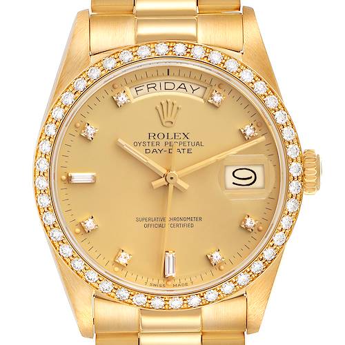 Photo of NOT FOR SALE Rolex President Day-Date Yellow Gold Diamond Bezel  Watch 18048 PARTIAL PAYMENT
