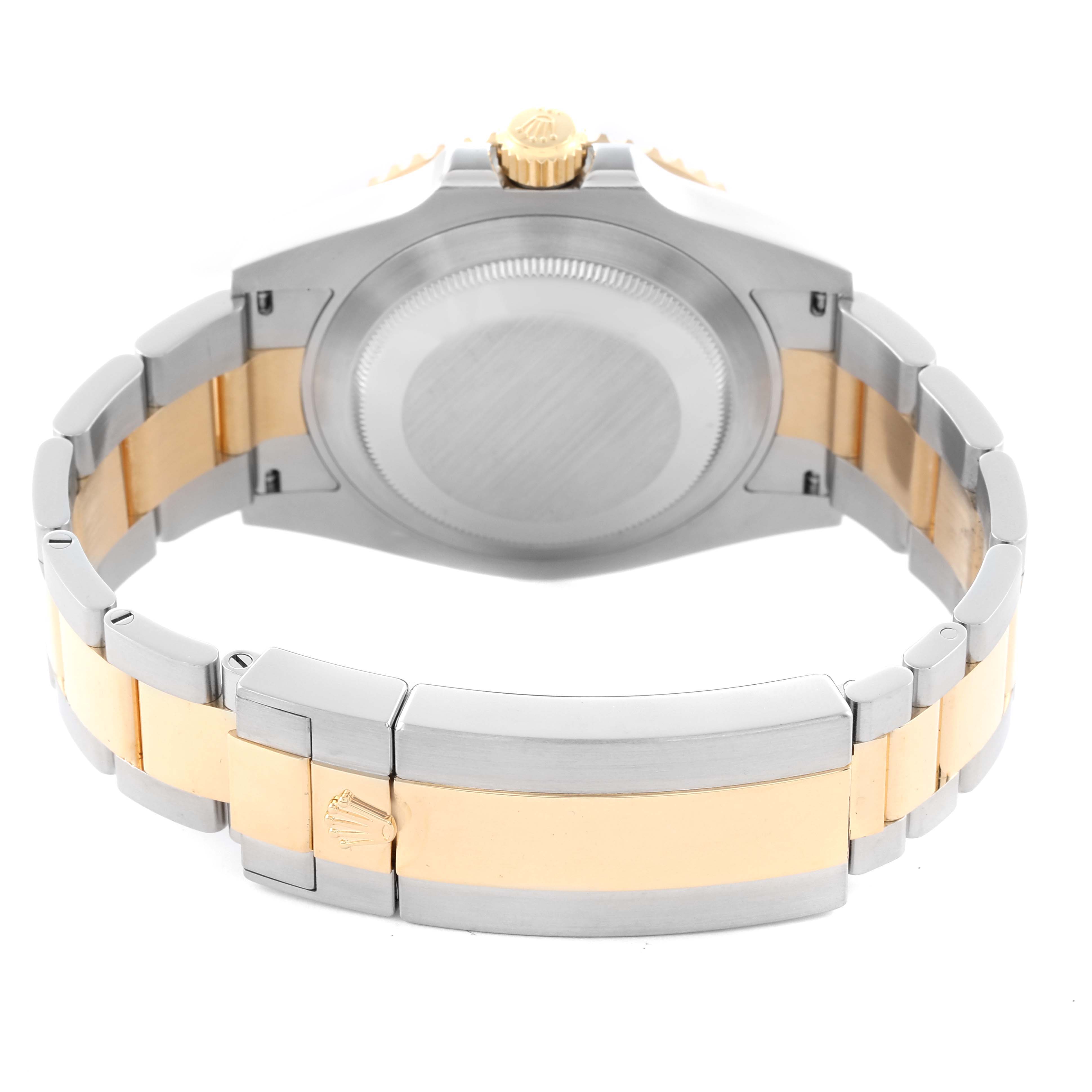 The image shows the back and bracelet of a Rolex Submariner 126613LN Men's Steel and Gold (two tone) Black Dial 126613LN Men's Steel and Gold (two tone) Black Dial, highlighting the clasp and gold accents.