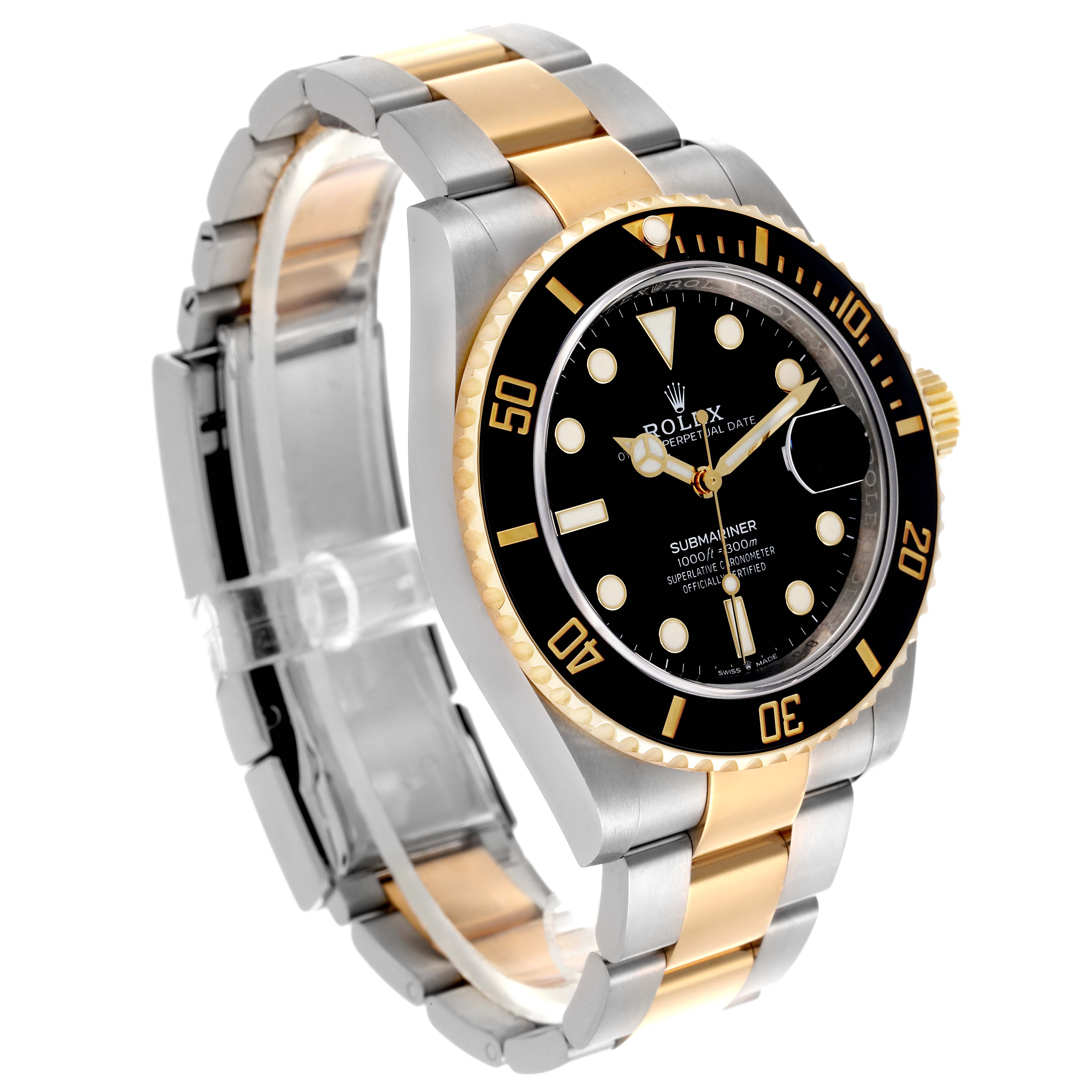 The image shows a Rolex Submariner 126613LN Men's Steel and Gold (two tone) Black Dial 126613LN Men's Steel and Gold (two tone) Black Dial at an angled view, showcasing the case, bezel, dial, and bracelet.