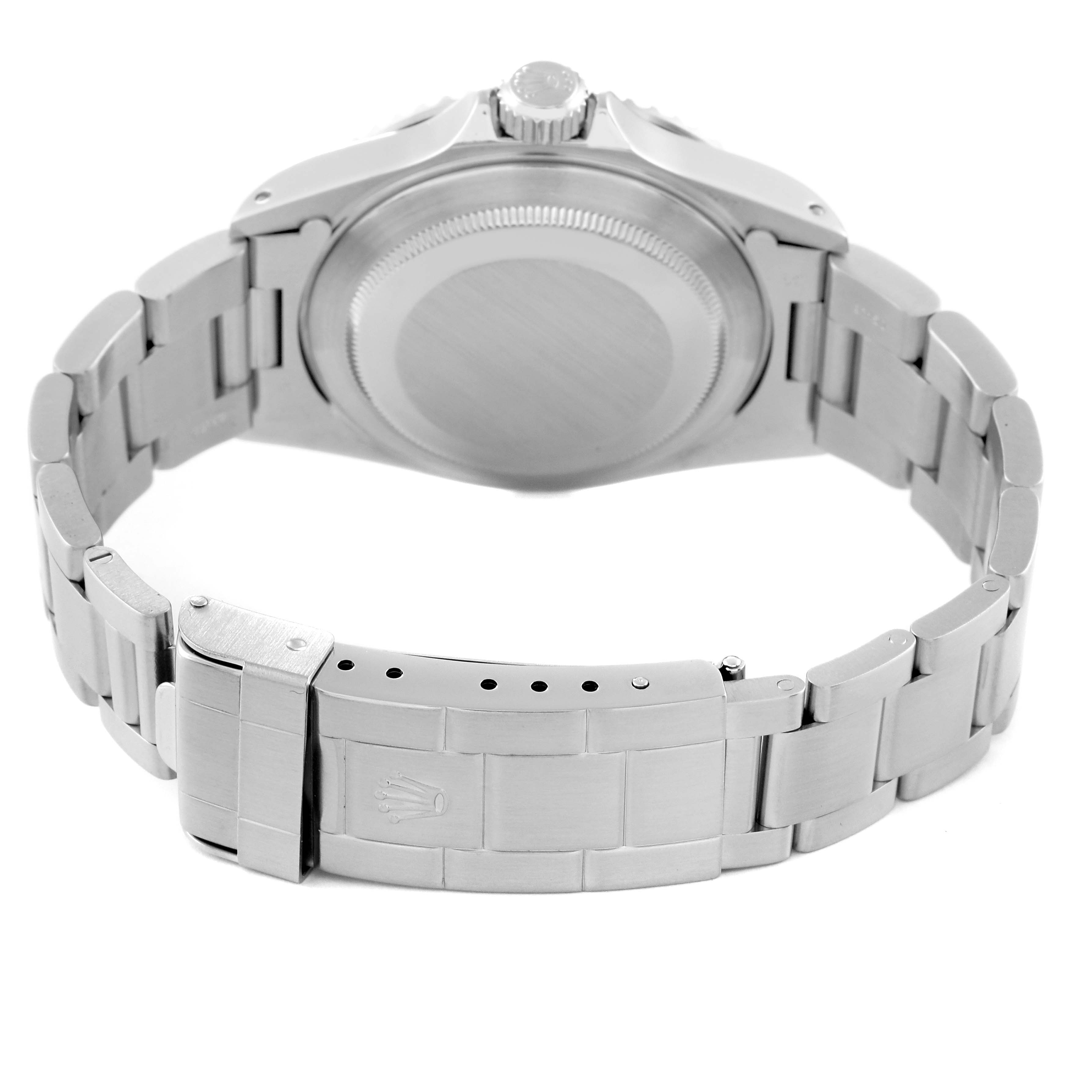 The image shows the back case and strap of a Rolex Submariner 14060M Men
s Stainless Steel Black Dial 14060M Men
s Stainless Steel Black Dial watch from a rear angle.