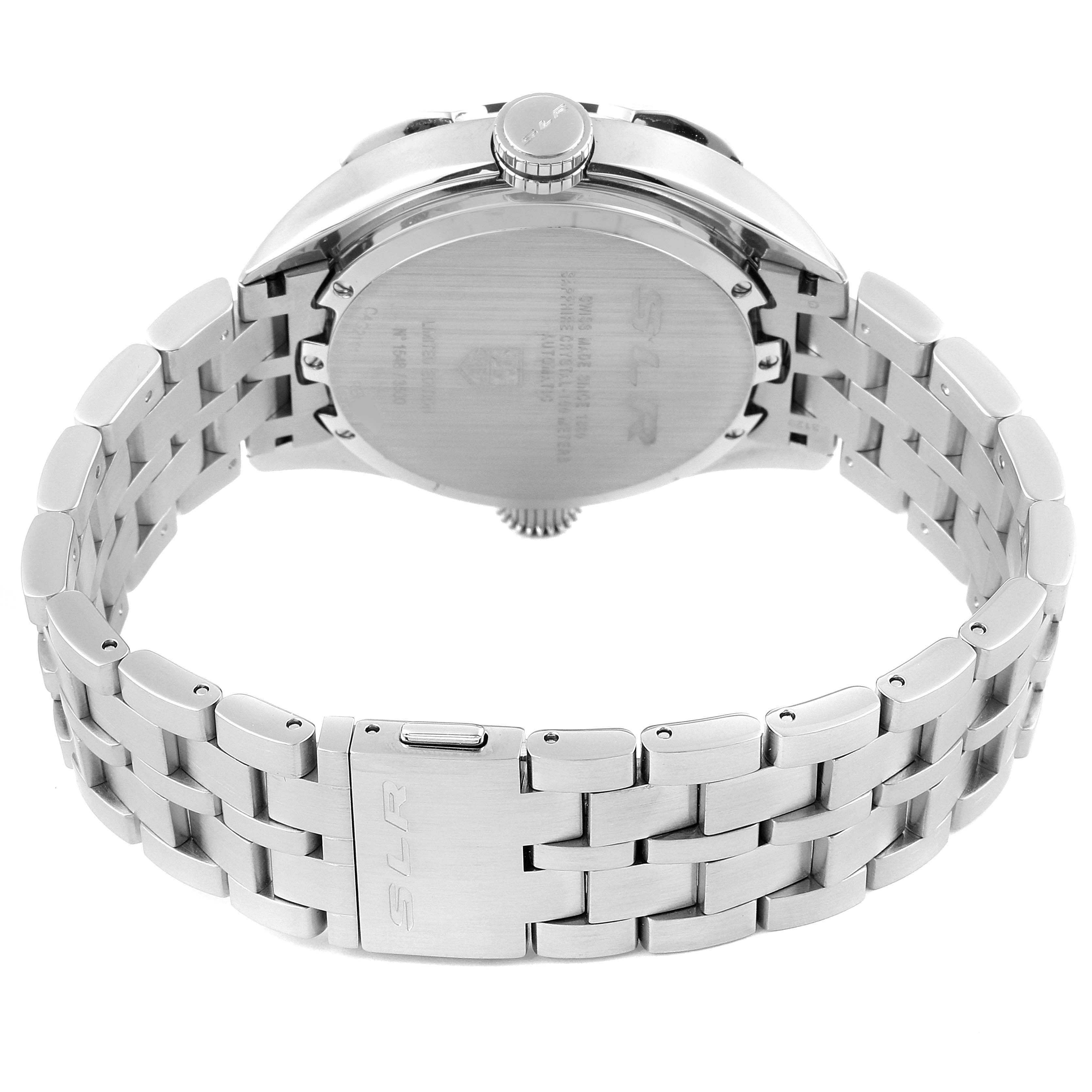 The image shows the back and metal bracelet of the Tag Heuer SLR CAG2111.BA0253 Men's Stainless Steel Black Dial CAG2111.BA0253 Men's Stainless Steel Black Dial watch, highlighting the clasp and case back.