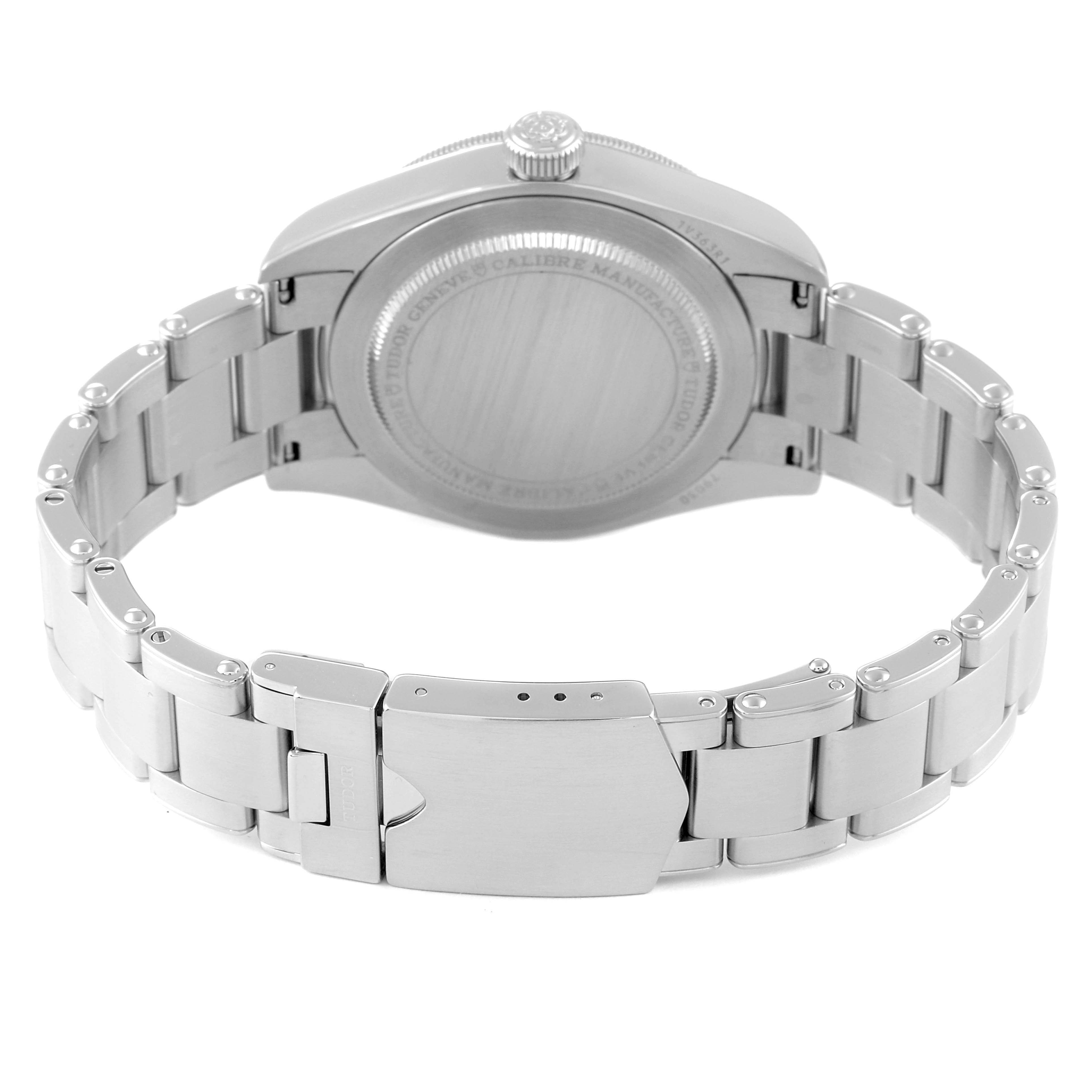 The image shows the back view of the Tudor Heritage Black Bay 79030B Men's Stainless Steel Blue Dial 79030B Men's Stainless Steel Blue Dial watch, focusing on the bracelet and clasp.