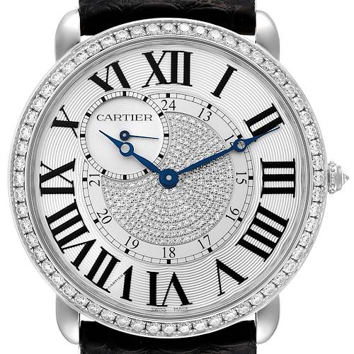 Photo of Cartier Ronde Louis White Gold Pave Diamond Mens Watch WR007004