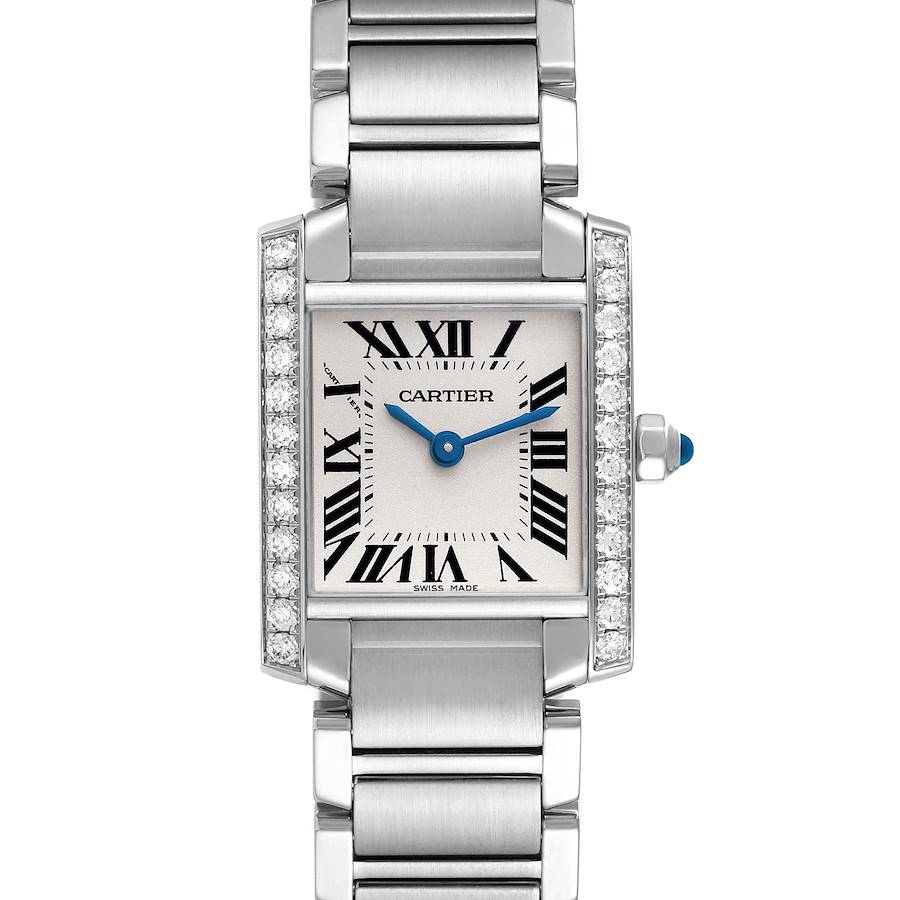 Cartier Tank Francaise Steel Silver Dial Diamond Watch W4TA0008 Box Card SwissWatchExpo