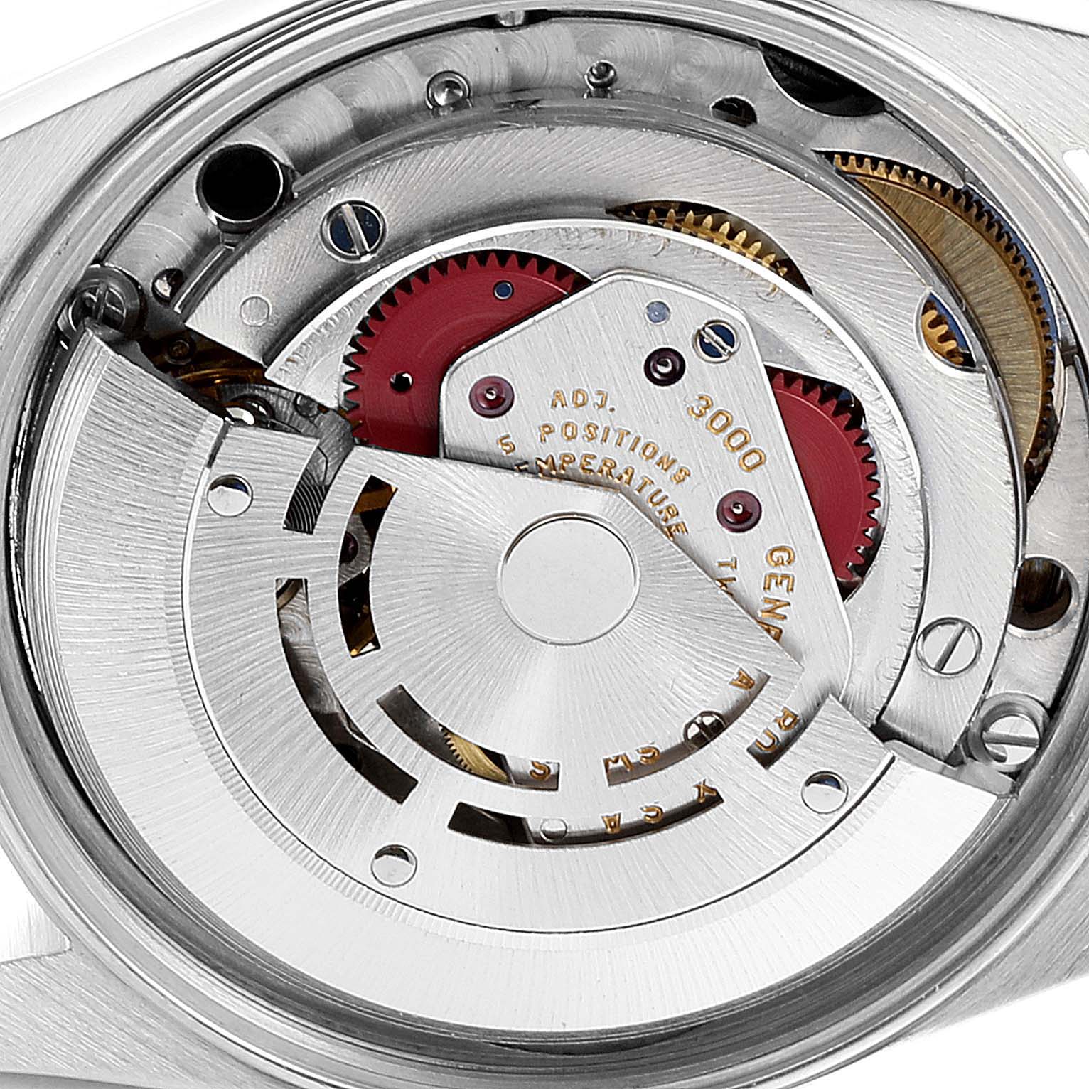 This image shows the internal mechanism and movement of a Rolex Air-King 14000 Men's Stainless Steel Black Dial 14000 Men's Stainless Steel Black Dial watch at a close-up angle.