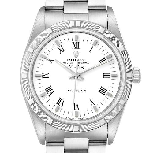 Photo of Rolex Air King 34mm White Roman Dial Steel Mens Watch 14010