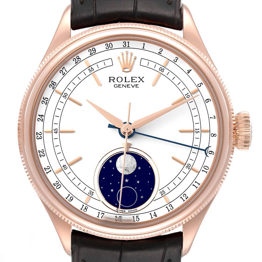 Rolex Cellini Moonphase Everose Gold White Dial Automatic Mens Watch 50535 SwissWatchExpo