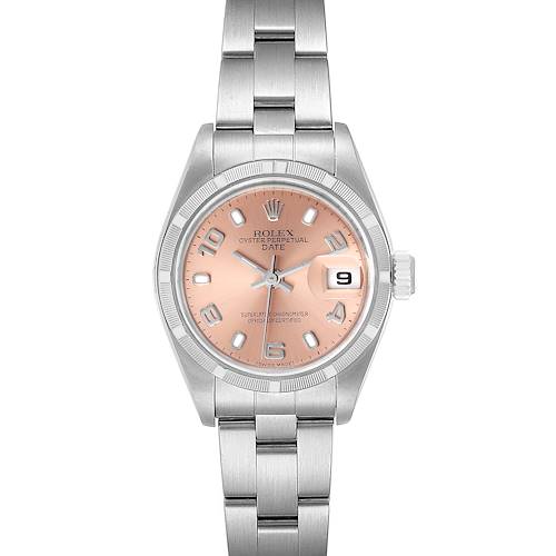 Photo of Rolex Date Salmon Dial Oyster Bracelet Steel Ladies Watch 79190 Papers