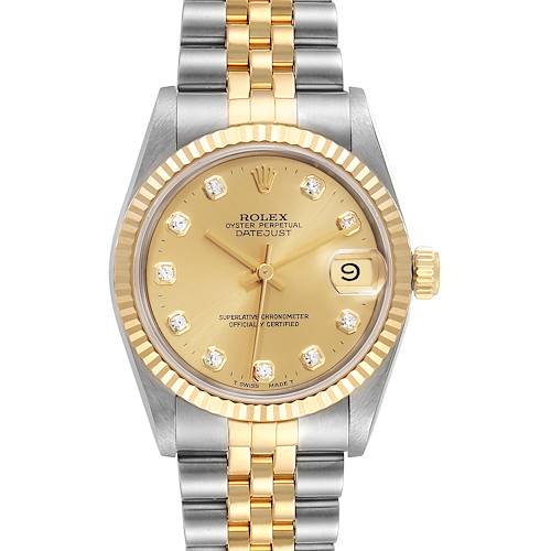 Photo of Rolex Datejust Midsize 31 Steel Yellow Gold Diamond Ladies Watch 68273 Box Paper