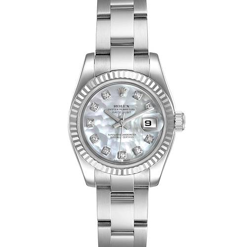 Photo of Rolex Datejust Steel White Gold MOP Diamond Ladies Watch 179174