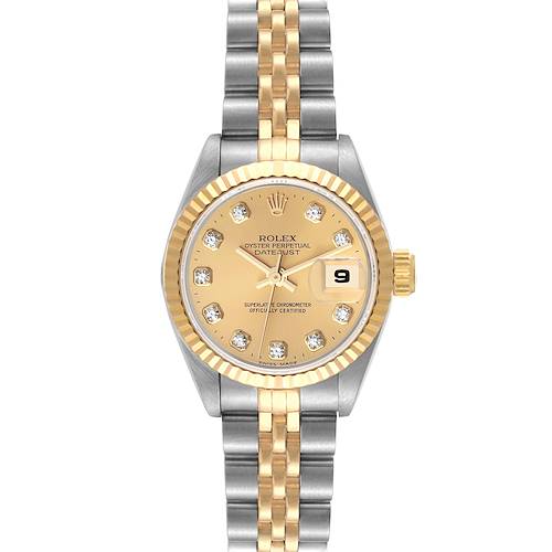 Photo of Rolex Datejust Steel Yellow Gold Diamond Dial Ladies Watch 69173 Box Papers