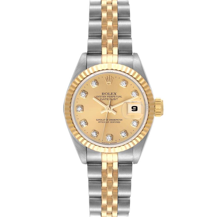 Rolex Datejust Steel Yellow Gold Diamond Dial Ladies Watch 69173 Box Papers SwissWatchExpo