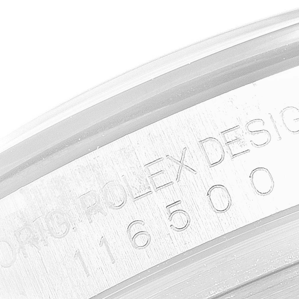 This image shows a close-up of the engraved model number on the case back of a Rolex Daytona 116500 Men's Stainless Steel White Dial 116500 Men's Stainless Steel White Dial watch.
