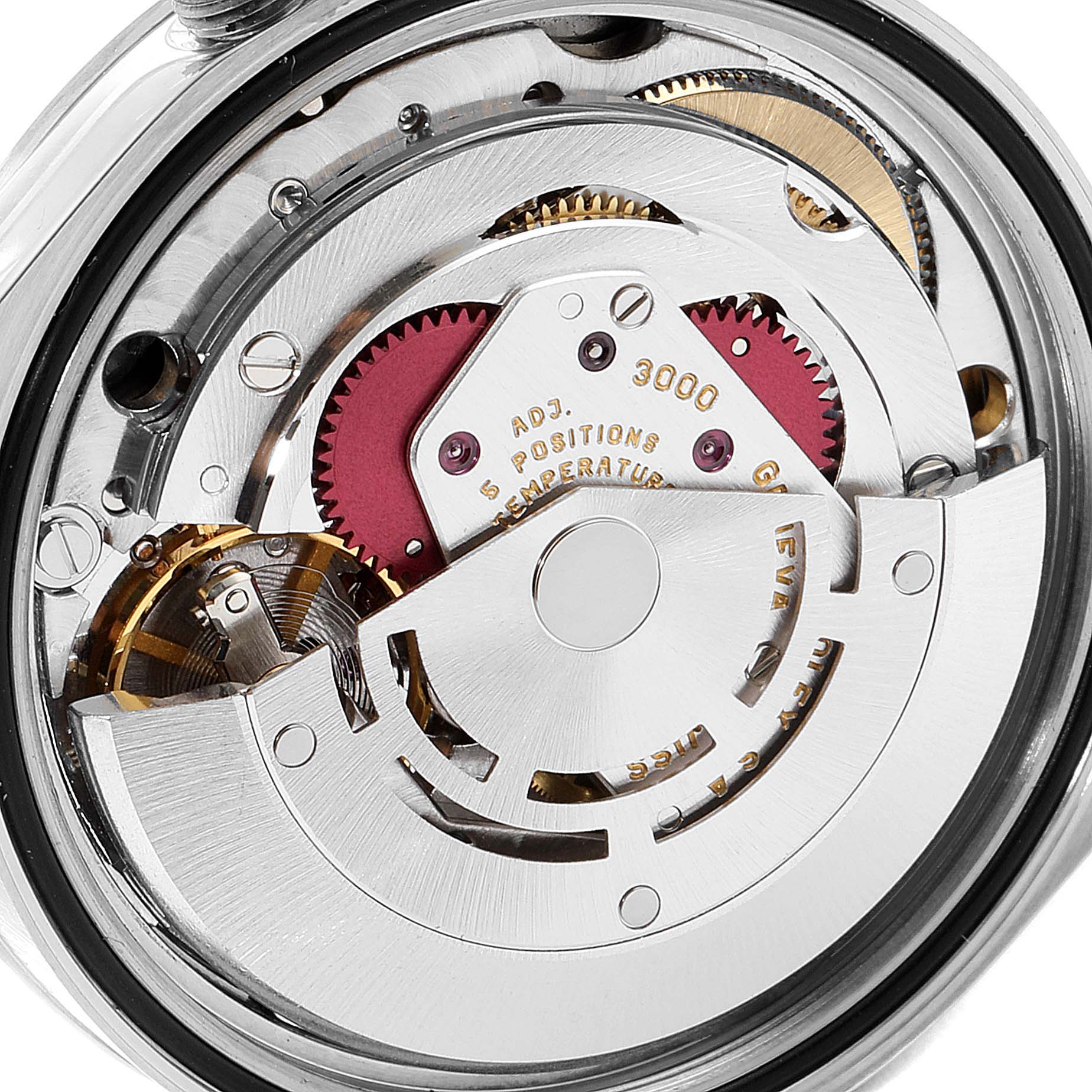 This image shows the intricate inner mechanism and movement components of the Rolex Explorer 14270 Men
s Stainless Steel Black Dial 14270 Men
s Stainless Steel Black Dial watch.