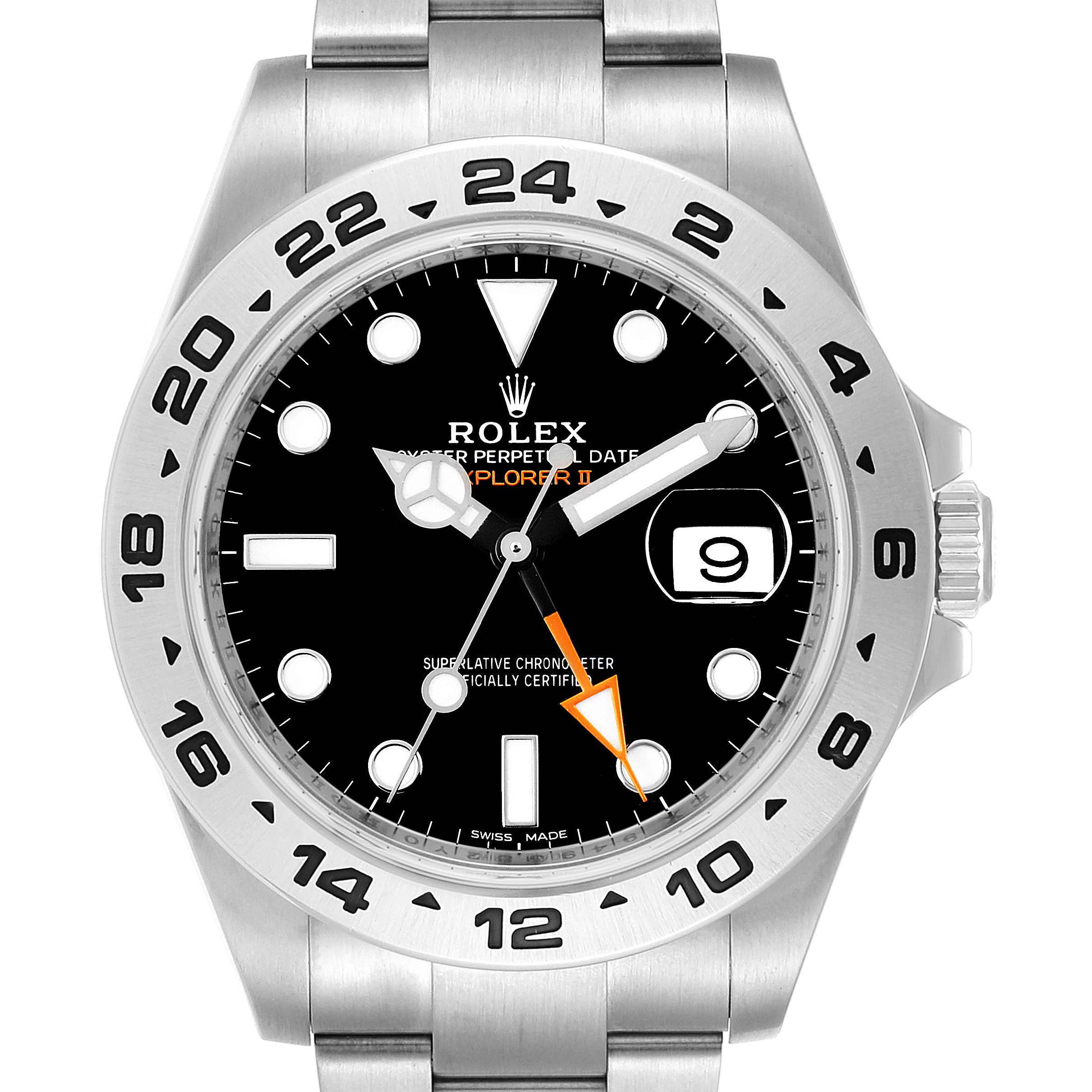 The Rolex Explorer 216570 Men
s Stainless Steel Black Dial 216570 Men
s Stainless Steel Black Dial watch is shown in a front-facing angle, displaying its black dial, hour markers, date window, and bezel.
