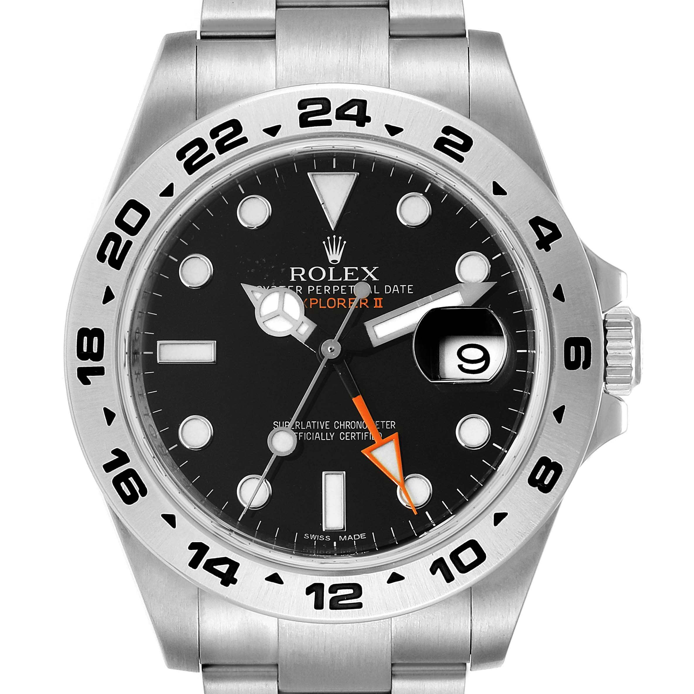 The image shows a front view of a Rolex Explorer 216570 Men
s Stainless Steel Black Dial 216570 Men
s Stainless Steel Black Dial watch, displaying the dial, hands, bezel, and date window.