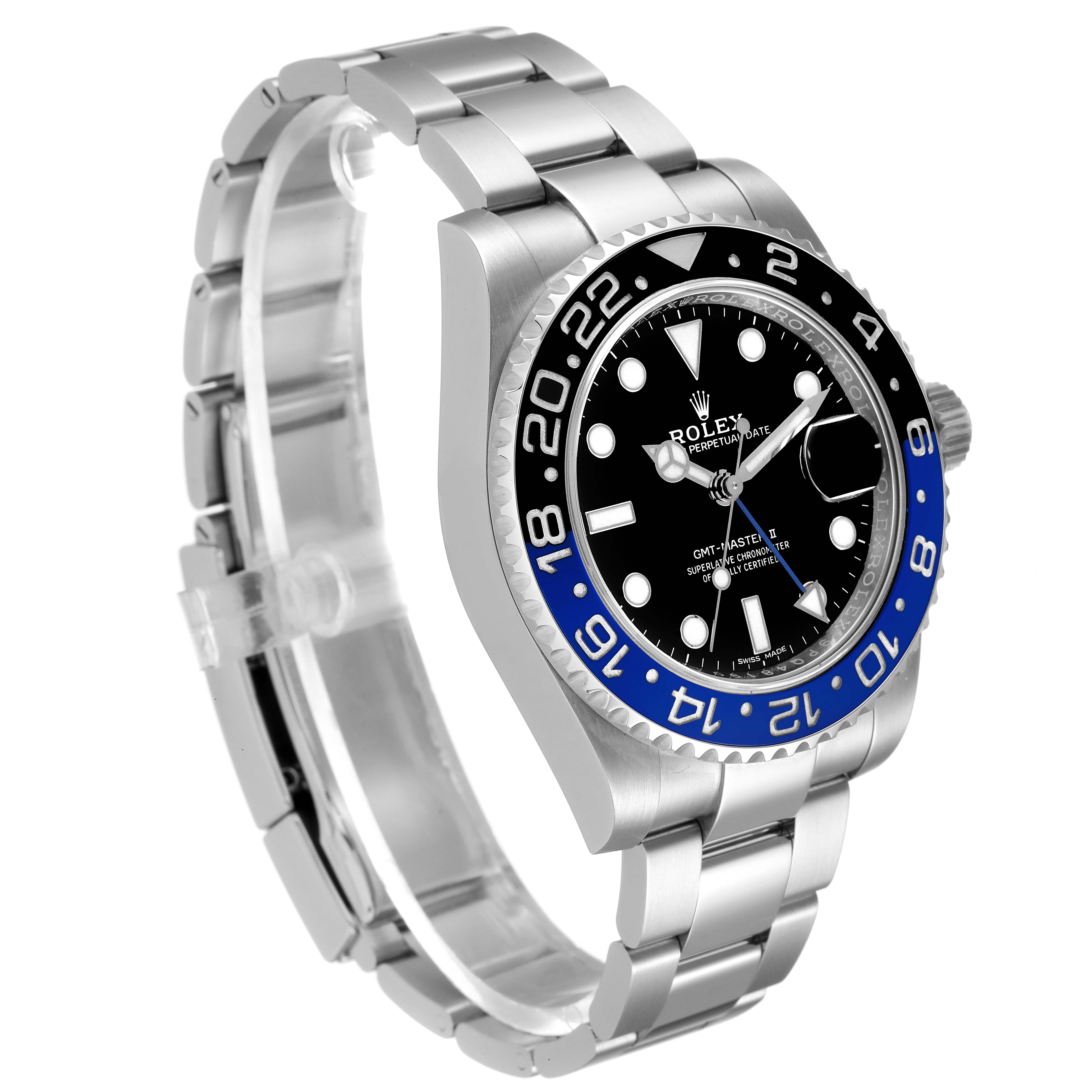 The image shows a Rolex GMT-Master 116710 Men
s Stainless Steel Black Dial 116710 Men
s Stainless Steel Black Dial watch at a three-quarter angle, highlighting the face, bezel, and bracelet.