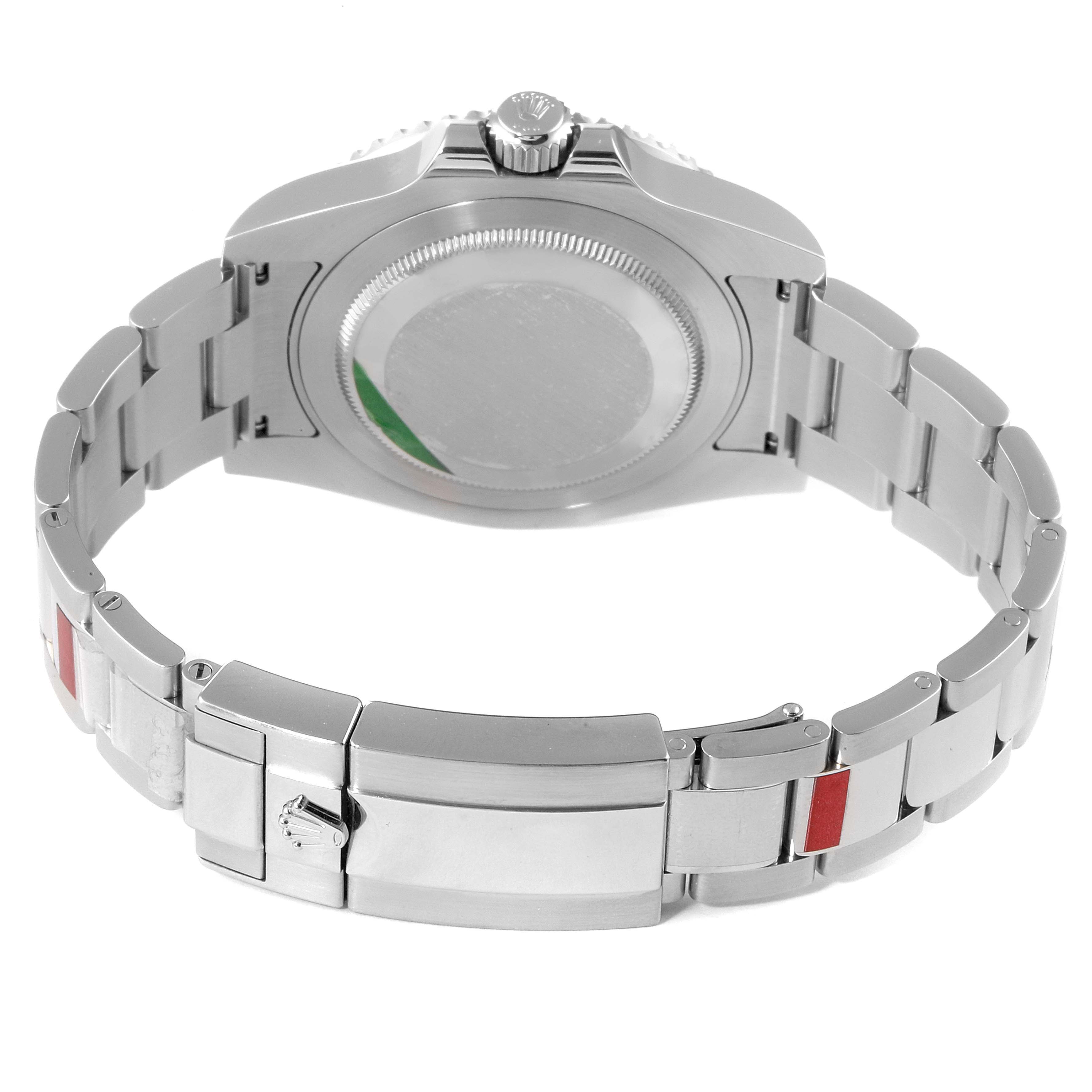 The image shows the back and bracelet clasp of a Rolex GMT-Master 116710 Men
s Stainless Steel Black Dial 116710 Men
s Stainless Steel Black Dial watch.