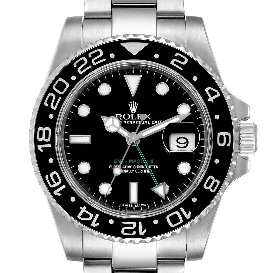 Rolex GMT Master II Black Dial Steel Mens Watch 116710 Box Card SwissWatchExpo