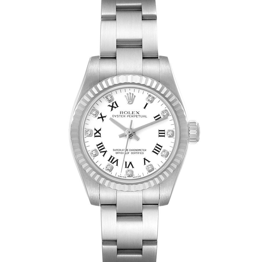 Rolex Oyster Perpetual 26 Steel White Gold Diamond Ladies Watch 176234 SwissWatchExpo