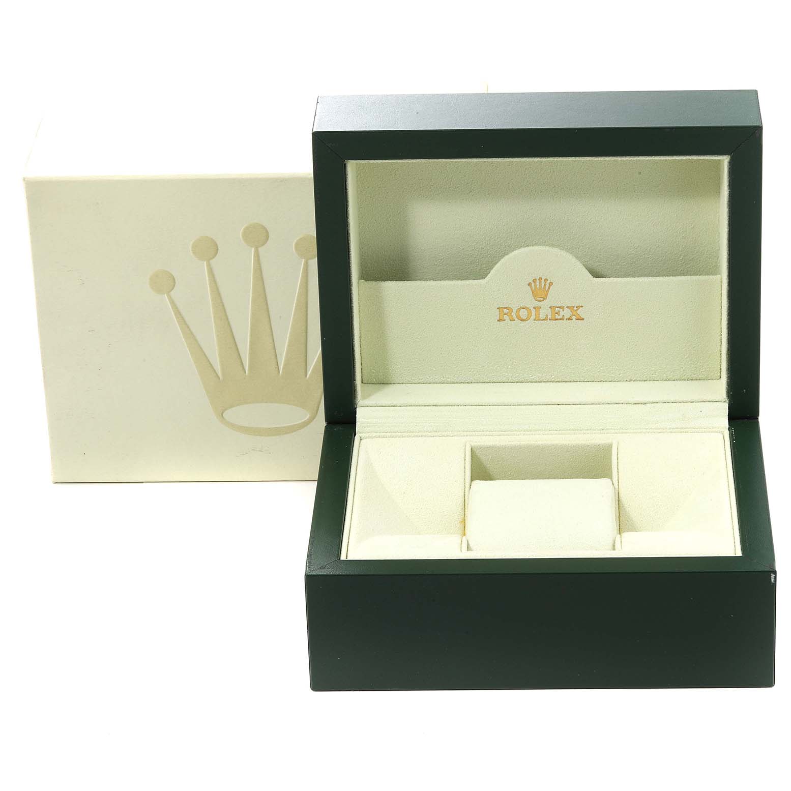 The image shows the open packaging box for a Rolex Oyster Perpetual 176234 Women's Stainless Steel White Dial 176234 Women's Stainless Steel White Dial watch, with an inner cushion and compartments.