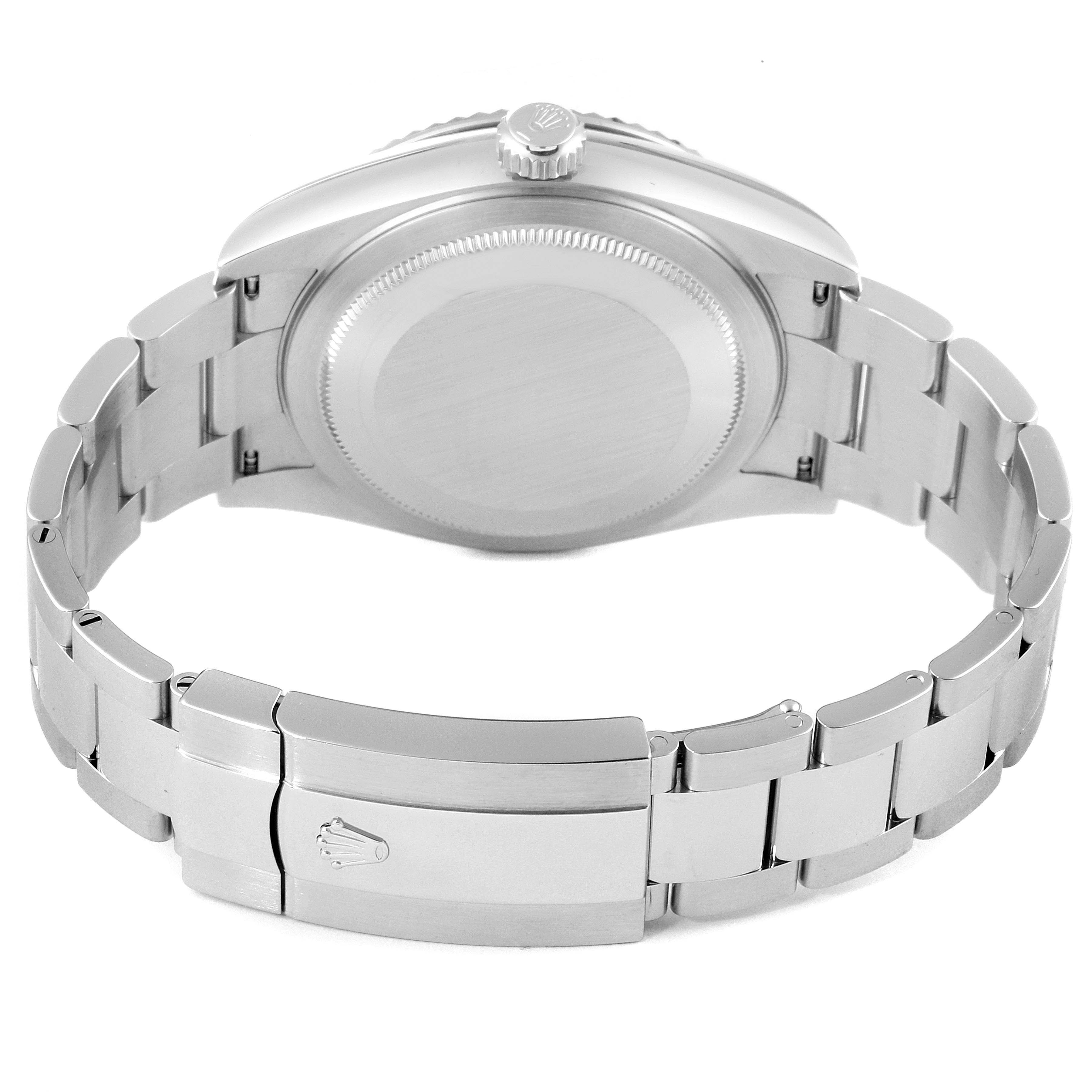 This image shows the backside and clasp of the Rolex Sky-Dweller 326934 Men's Stainless Steel White Dial 326934 Men's Stainless Steel White Dial watch at a rear angle.