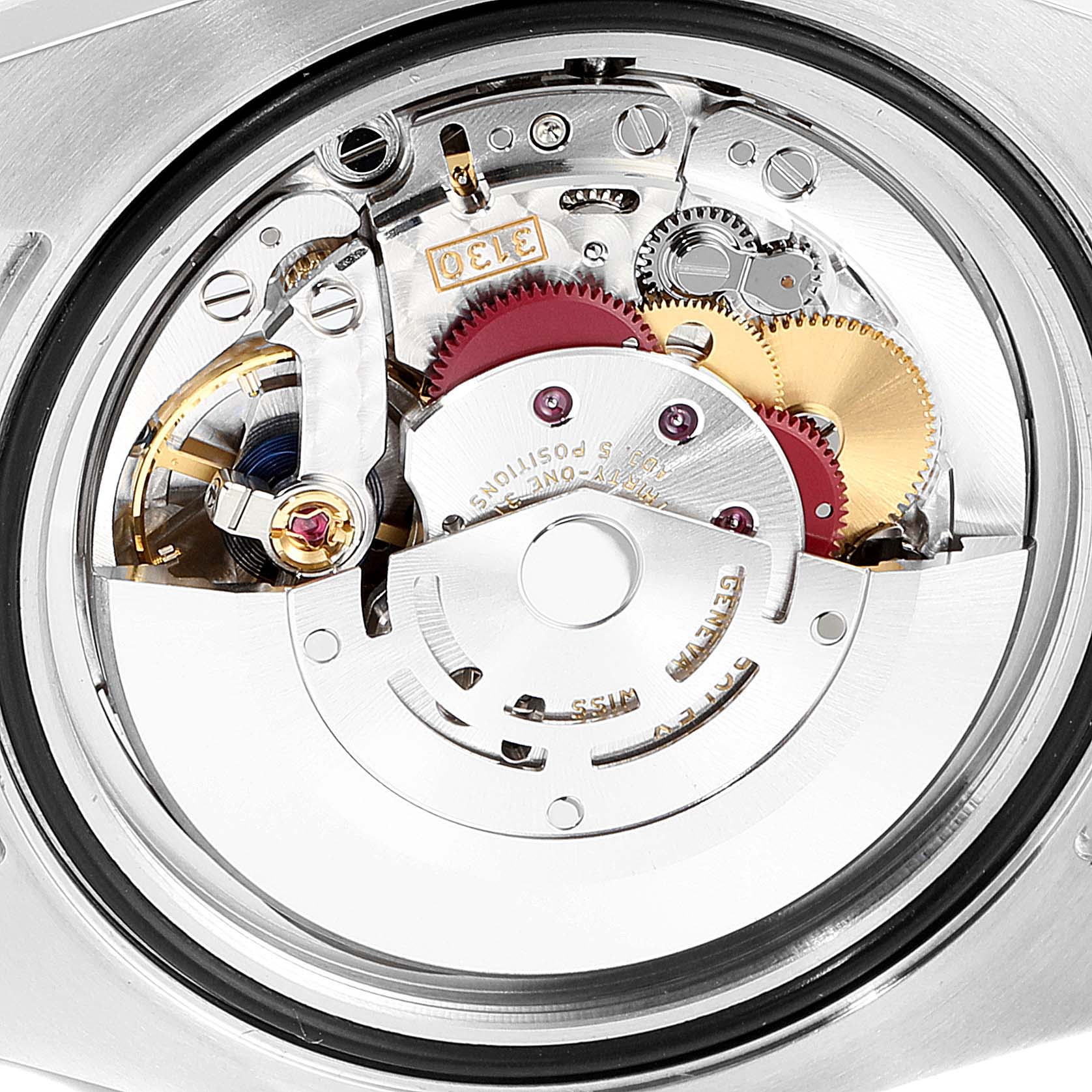 This image shows the internal mechanics and movement parts of the Rolex Submariner 114060 Men's Stainless Steel Black Dial 114060 Men's Stainless Steel Black Dial watch, viewed from the back.