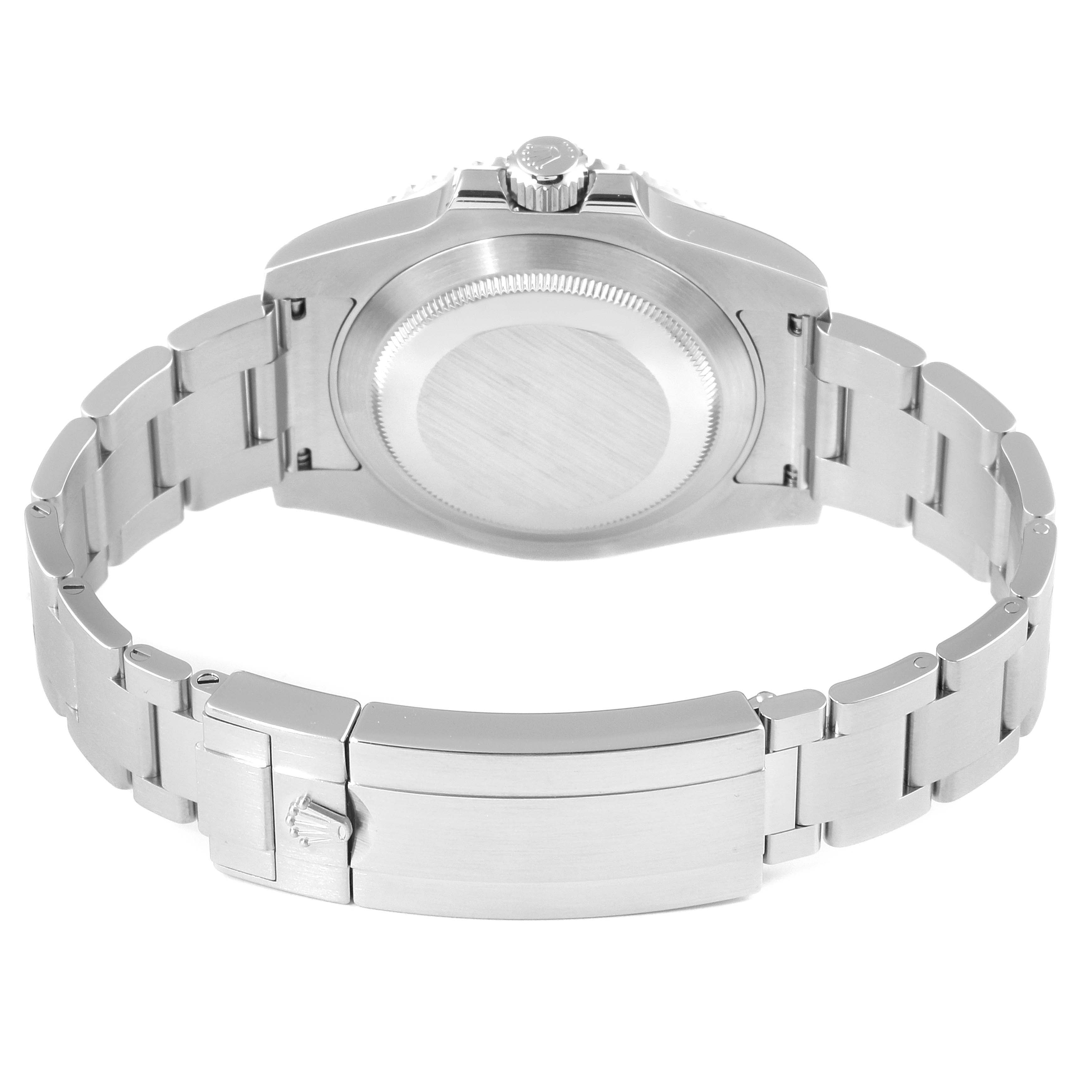 This image shows the back view of a Rolex Submariner 114060 Men's Stainless Steel Black Dial 114060 Men's Stainless Steel Black Dial watch, featuring the case back and bracelet clasp.