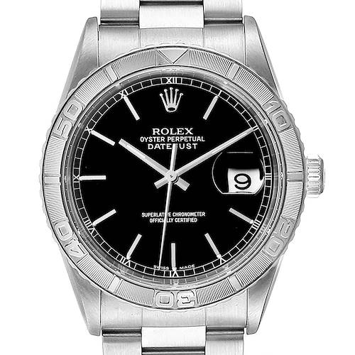 Photo of Rolex Turnograph Datejust Steel White Gold Black Dial Mens Watch 16264