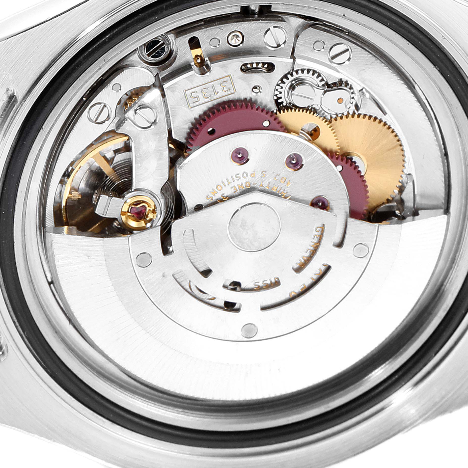 This image shows the Rolex Yacht-Master 16623 Men's Stainless Steel Champagne Dial 16623 Men's Stainless Steel Champagne Dial model's watch movement from the back, revealing its intricate internal mechanics.