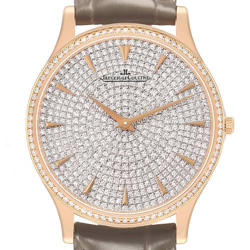Photo of Jaeger LeCoultre Master Ultra Thin Rose Gold Diamond Watch Q1452507 Papers