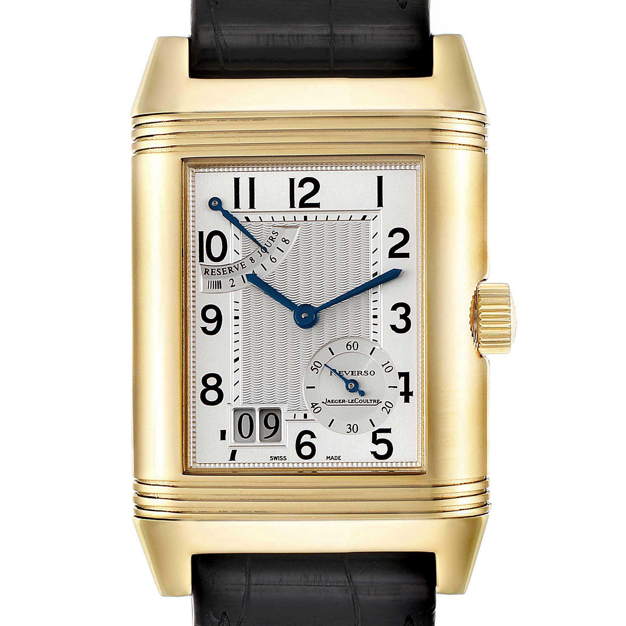 Jaeger LeCoultre Reverso Grande Date 8 Day Yellow Gold Watch 240.1