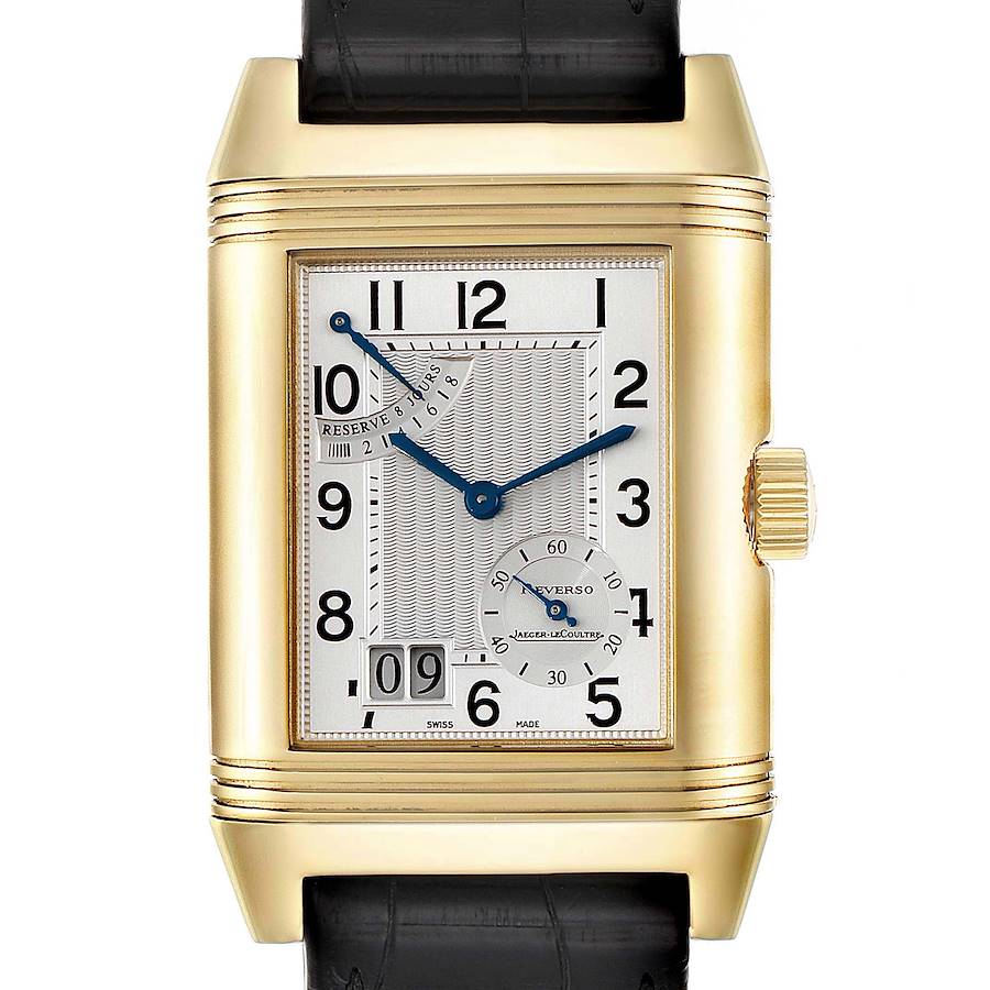 Jaeger LeCoultre Reverso Grande Date 8 Day Yellow Gold Watch 240.1.15 Q3001420 SwissWatchExpo