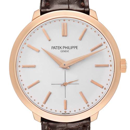 Photo of Patek Philippe Calatrava Rose Gold Silver Dial Mens Watch 5123 5123R Papers