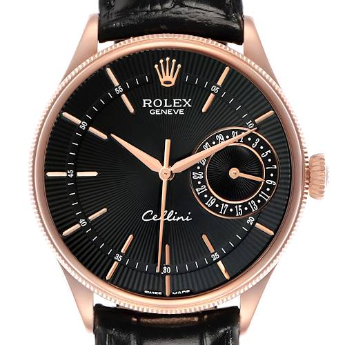 Photo of Rolex Cellini Date Rose Gold Black Dial Mens Watch 50515