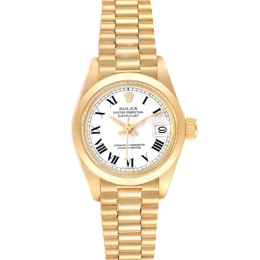 Rolex Datejust 26mm 18K Yellow Gold White Dial Ladies Watch 6916 SwissWatchExpo