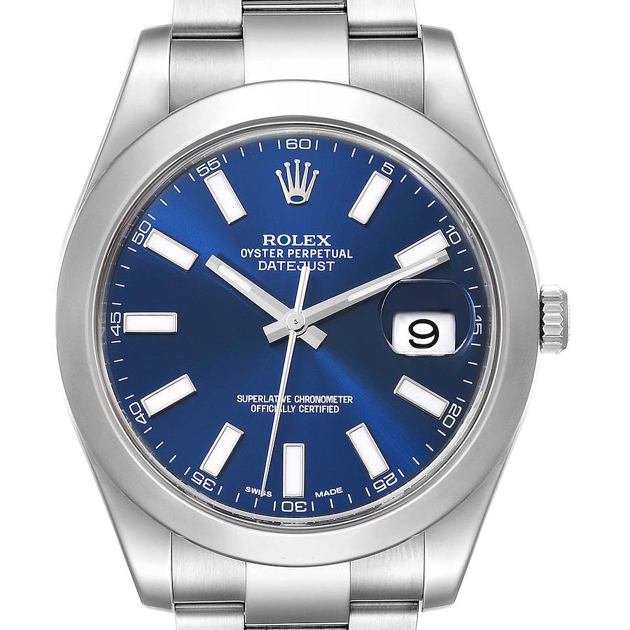 Rolex Datejust II 41 Blue Dial Steel Mens Watch 116300 Box Card Unworn SwissWatchExpo