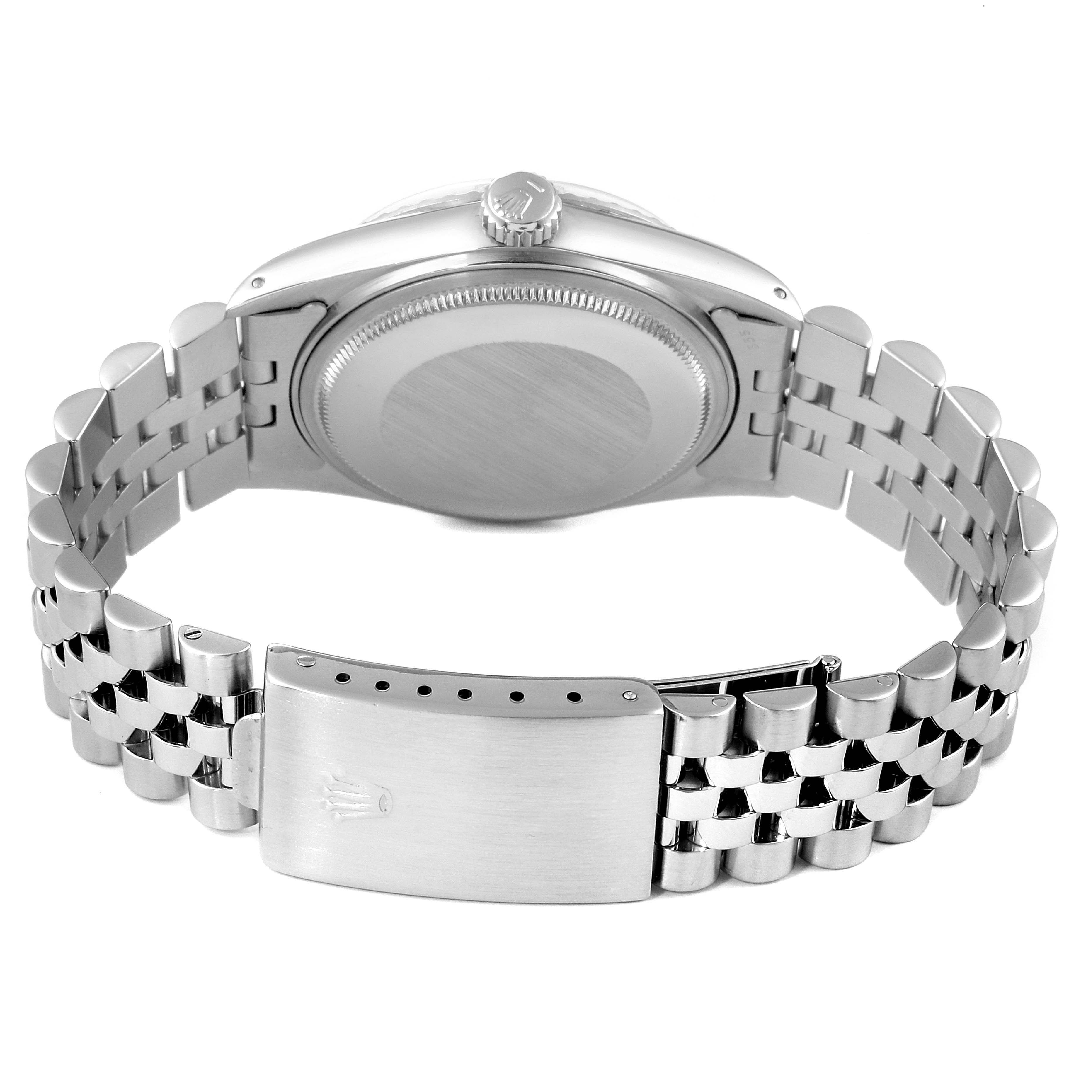 This image shows the back of the case and the bracelet clasp of a Rolex Vintage Collection 16030 Men's Stainless Steel Blue Dial 16030 Men's Stainless Steel Blue Dial watch.